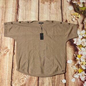 Cable & Gauge Tan Button-Shoulder Tunic